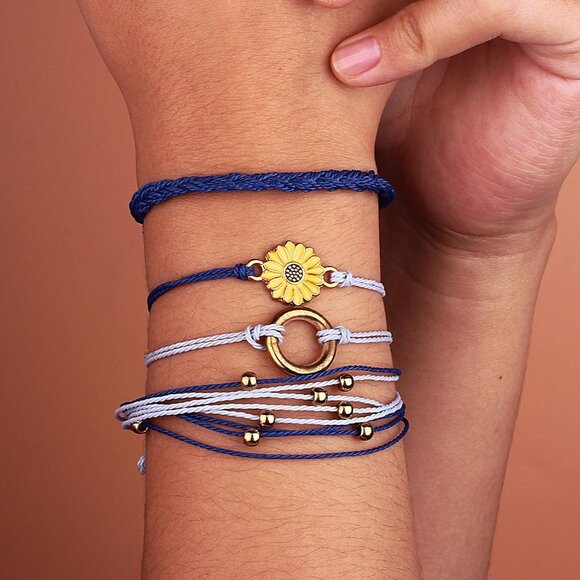 Sunflower String Bracelet Handmade Braided Rope Charms Boho Surfer Bracelet for - Picture 3 of 7